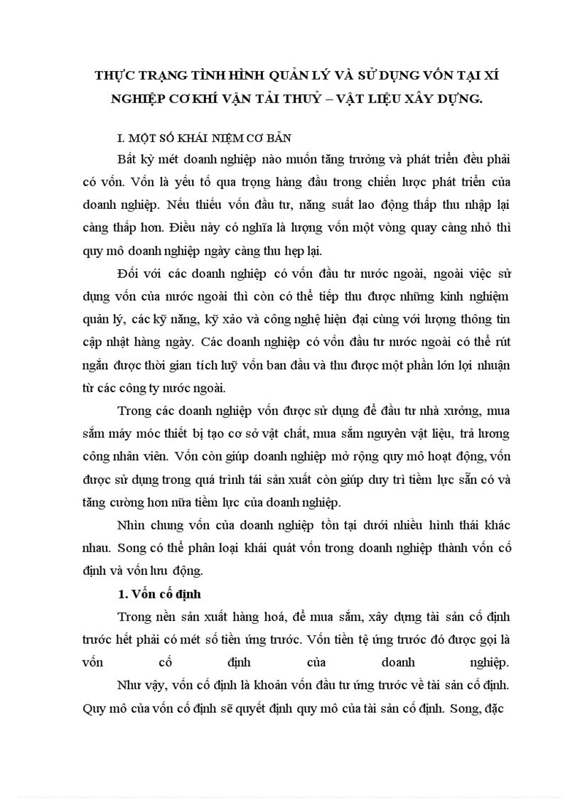 image for page Báo cáo thực tập tại Xí nghiệp Cơ khí Vận tải thuỷ – Vật liệu xây dựng