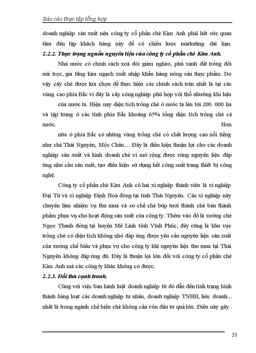 image for page Báo cáo thực tập tại Công ty Cổ phần Chè Kim Anh