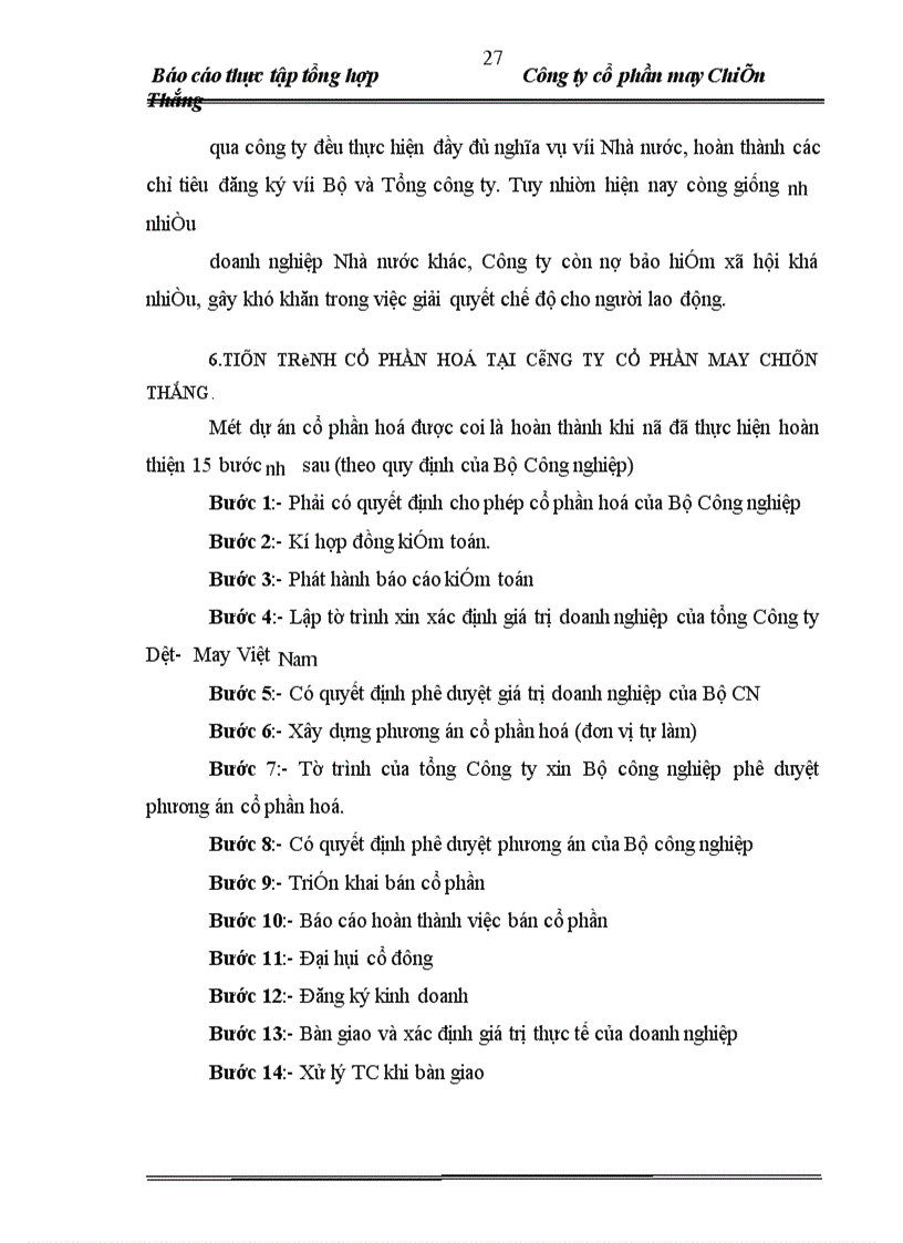 image for page Báo cáo thực tập tại Công ty cổ phần may Chiến Thắng