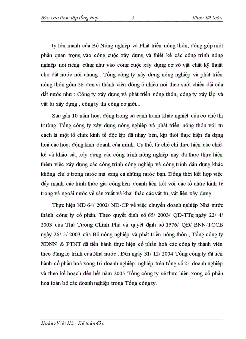 image for page Báo cáo thực tập tại Tổng công ty xây dựng nông nghiệp và phát triển nông thôn