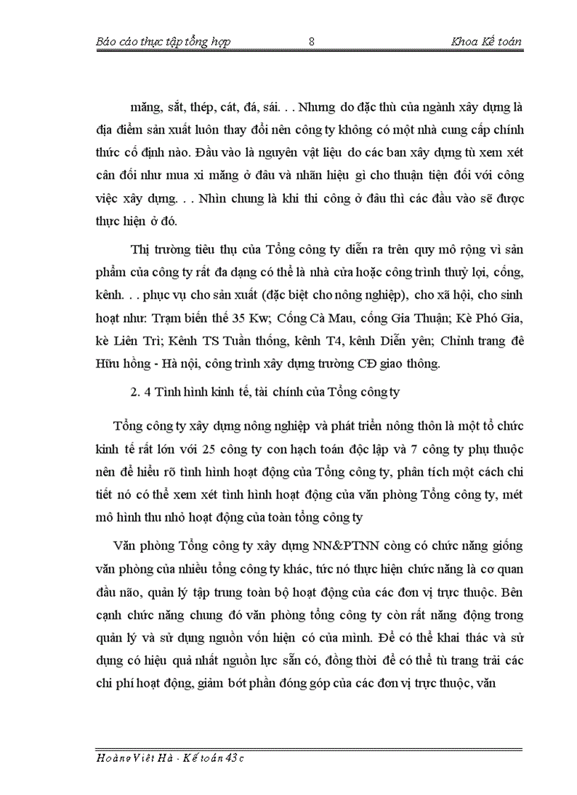 image for page Báo cáo thực tập tại Tổng công ty xây dựng nông nghiệp và phát triển nông thôn