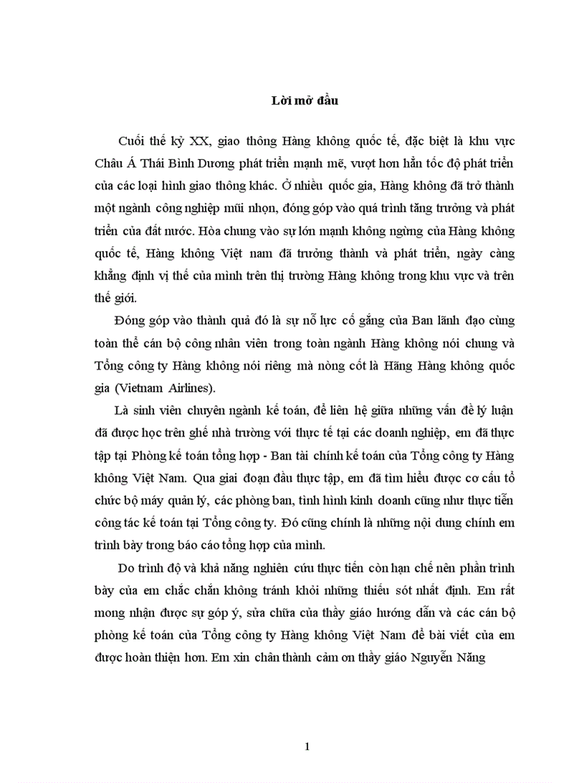 image for page Báo cáo thực tập tại Tổng công ty Hàng không Việt Nam