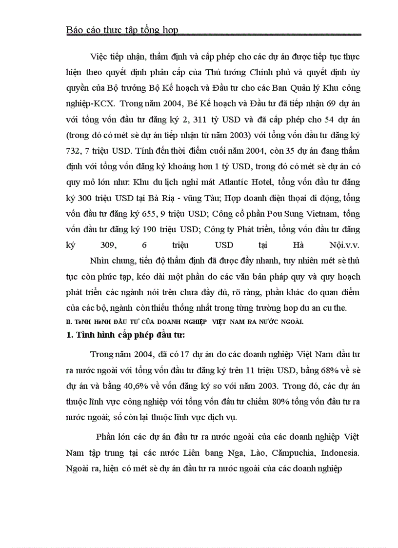 image for page Báo cáo thực tập tại Bộ Kế hoạch- Đầu tư và Cục ĐTNN