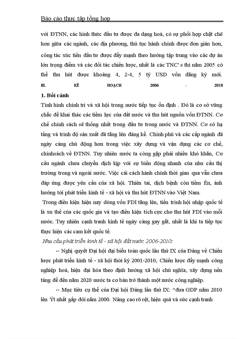 image for page Báo cáo thực tập tại Bộ Kế hoạch- Đầu tư và Cục ĐTNN