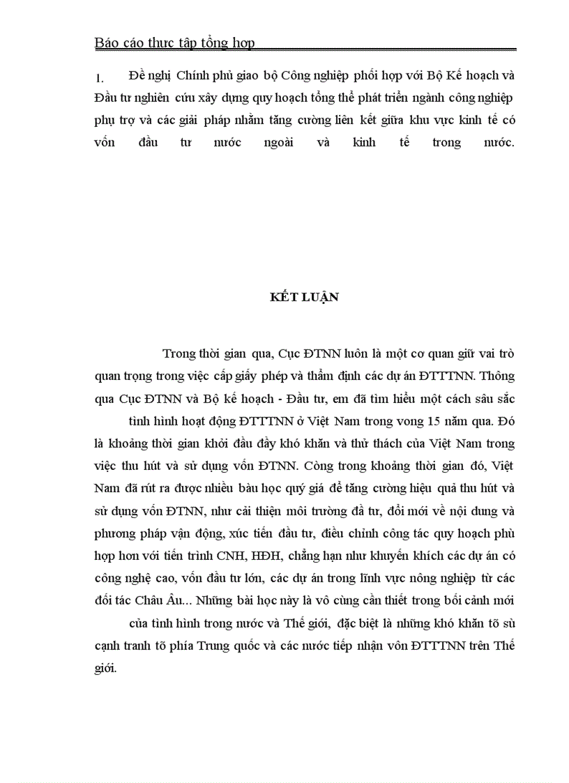 image for page Báo cáo thực tập tại Bộ Kế hoạch- Đầu tư và Cục ĐTNN