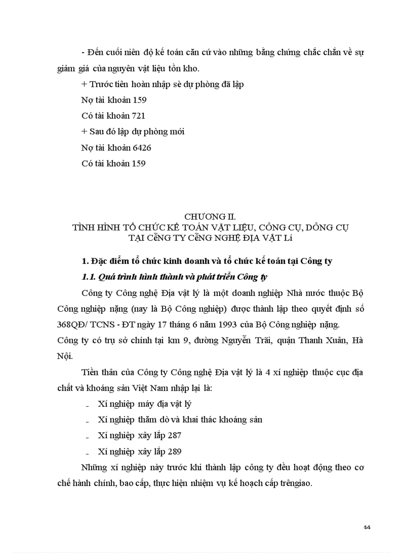 image for page Hoàn thiện công tác tổ chức kế toán chi phí về nguyên vật liệu, công cụ, dụng cụ tại Công ty Công nghệ Địa vật lý