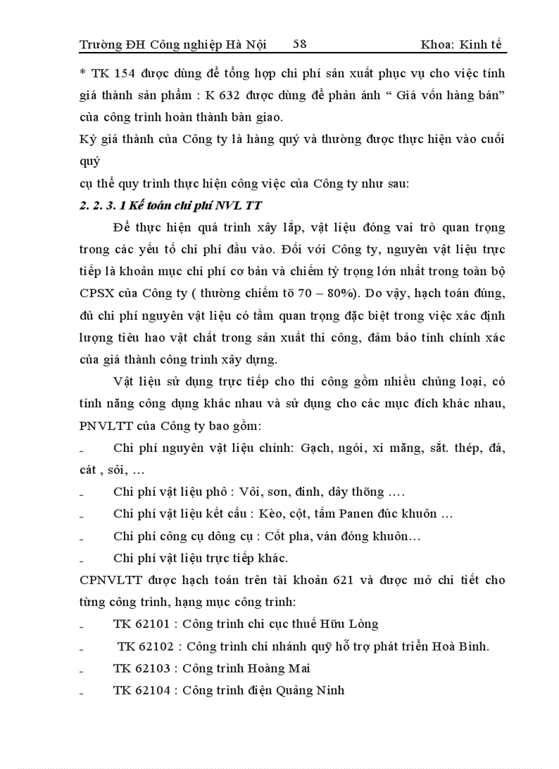 image for page Hoàn thiện công tác hạch toán chi phí sản xuất và tính giá thành sản phẩm tại Công ty xây dựng Sông Đà 8