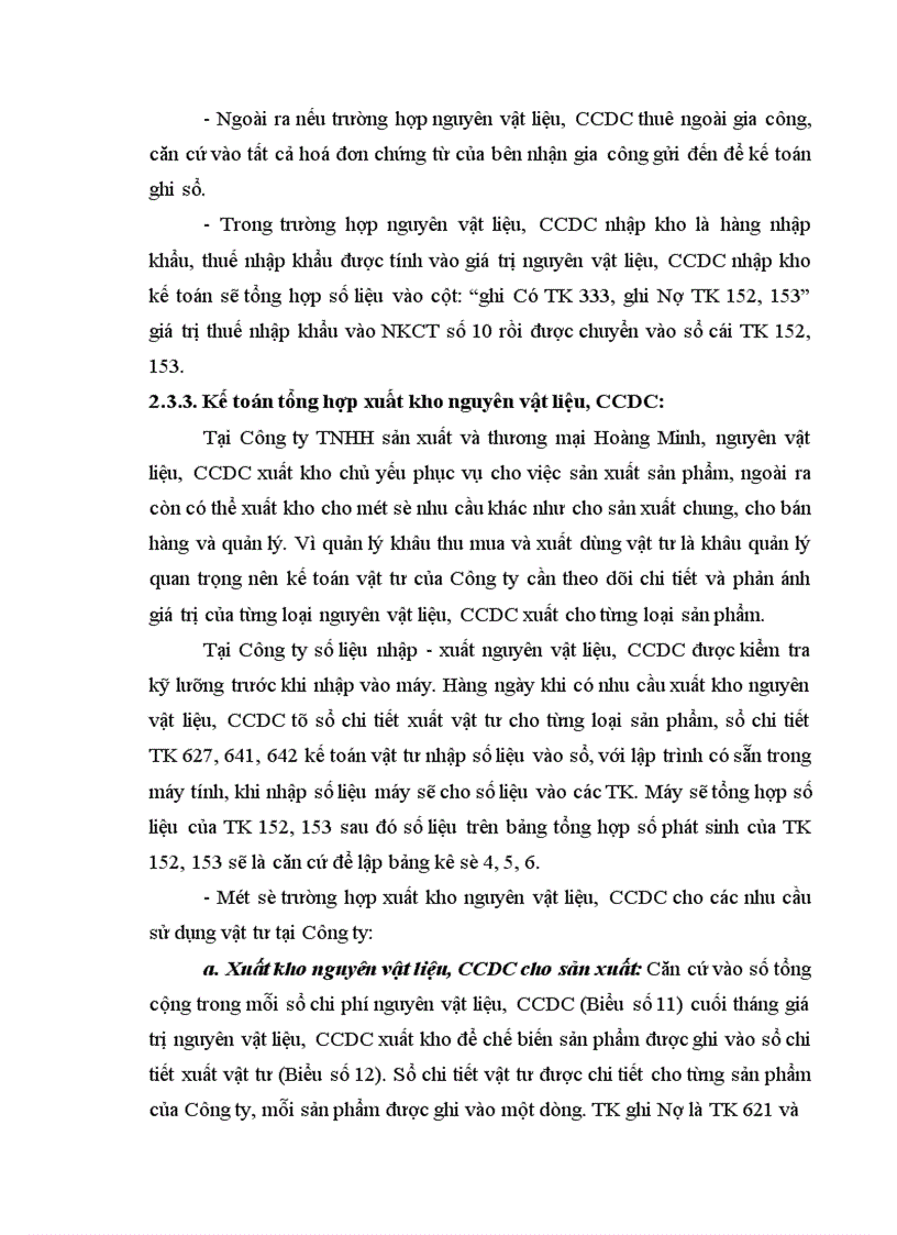 image for page Công tác kế toán nguyên liệu vật liệu và công cụ dụng cụ tại Công ty TNHH sản xuất và thương mại Hoàng Minh