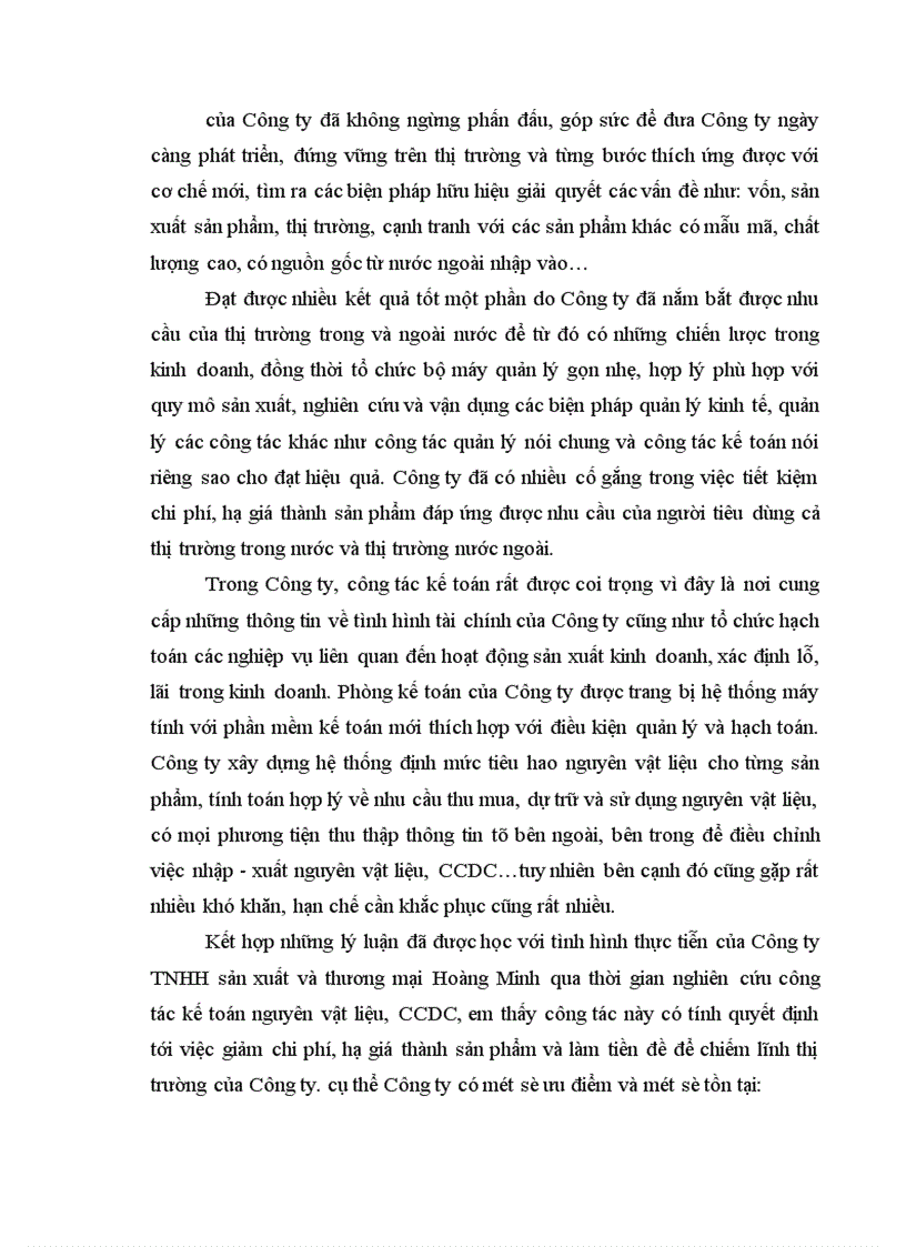 image for page Công tác kế toán nguyên liệu vật liệu và công cụ dụng cụ tại Công ty TNHH sản xuất và thương mại Hoàng Minh