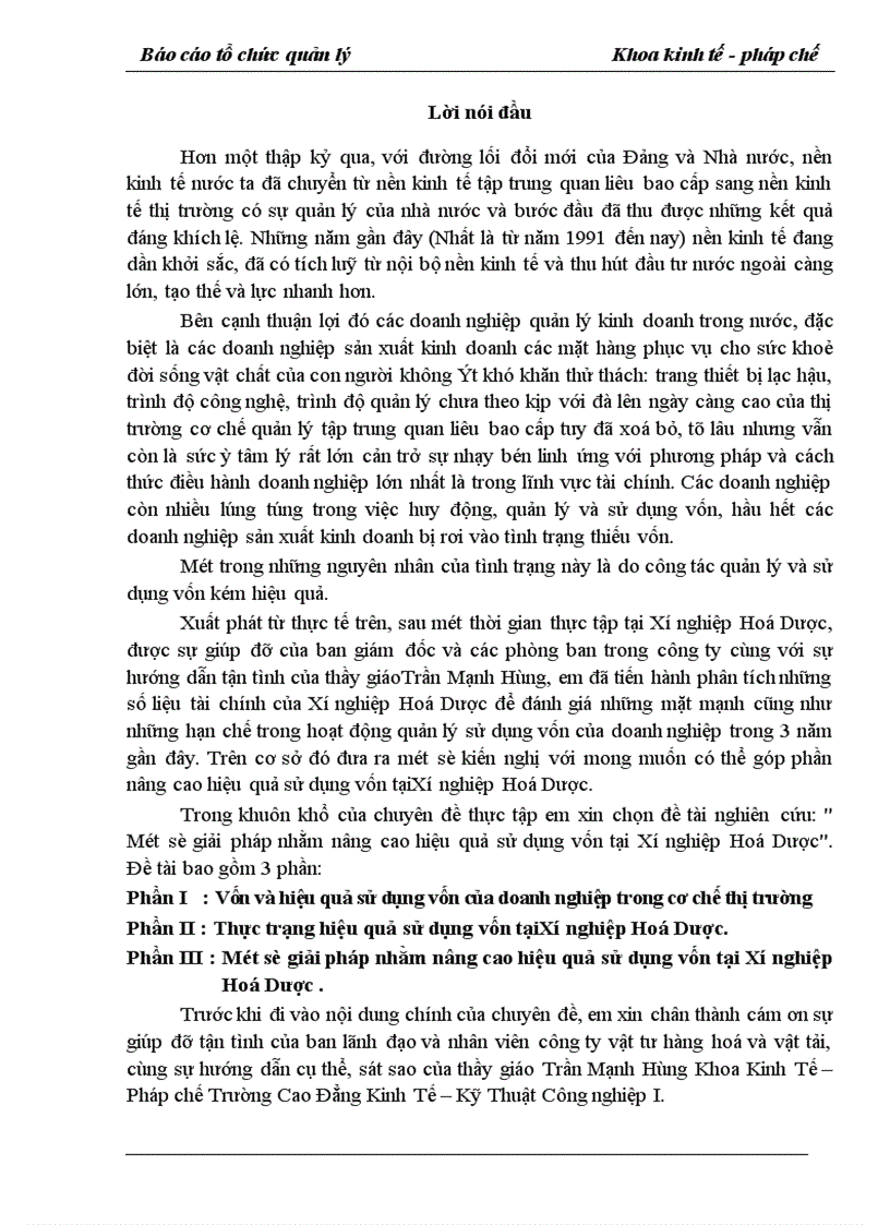 image for page Một số giải pháp nhằm nâng cao hiệu quả sử dụng vốn tại Xí nghiệp Hoá Dược