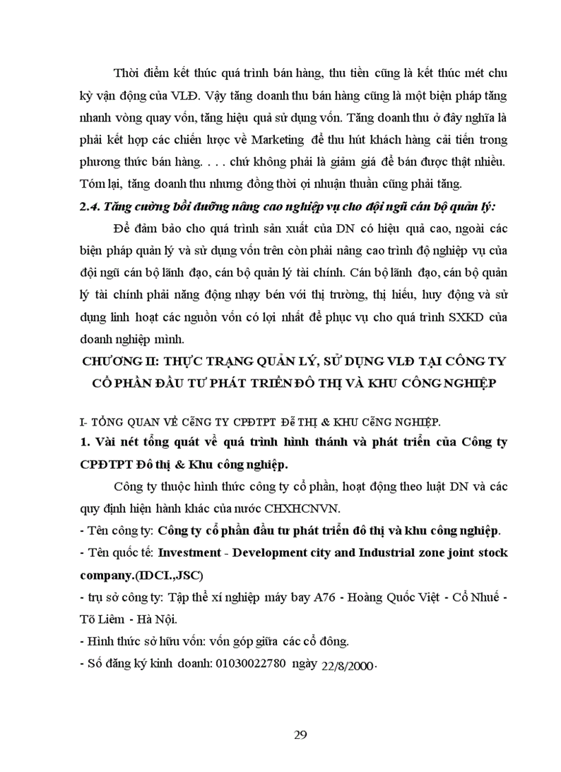 image for page Quản lý, sử dụng vốn lưu động tại Công ty cổ phần đầu tư phát triển đô thị và khu công nghiệp