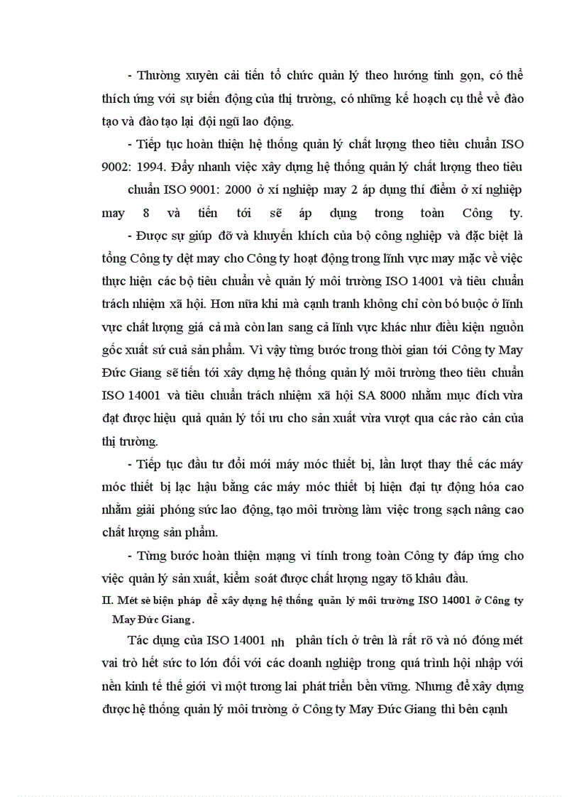 image for page Một số giải pháp xây dựng hệ thống quản lý môi trường ISO 14001 ở Công ty May Đức Giang