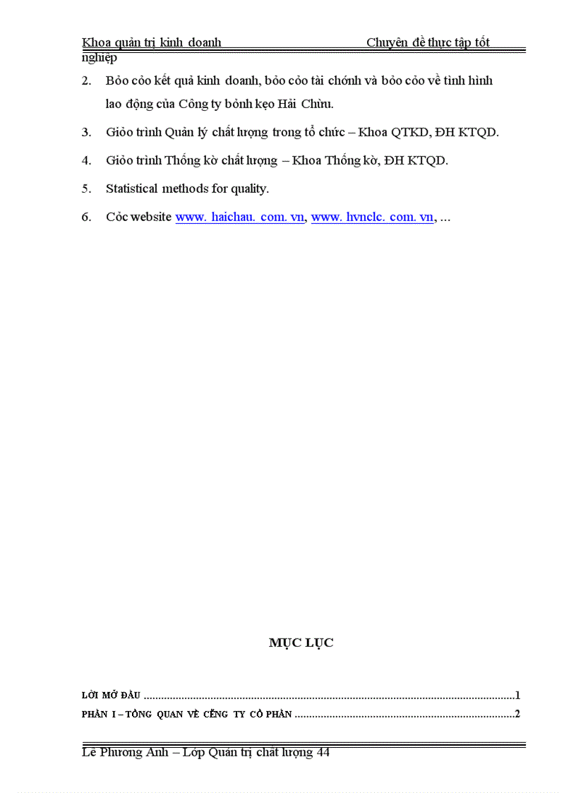 image for page Áp dụng công cụ thống kê nhằm kiểm soát và cải tiến chất lượng tại công ty CP bánh kẹo Hải Châu