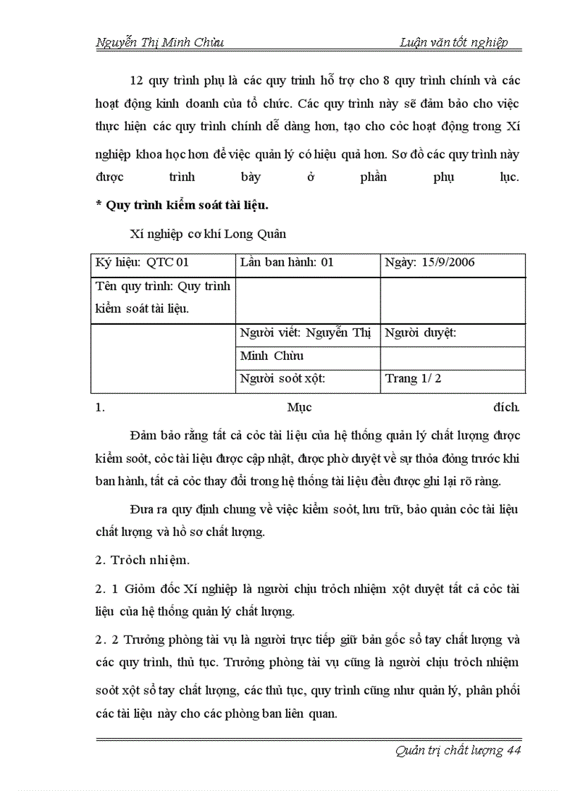 image for page Lập kế hoạch áp dụng hệ thống quản lý chất lượng ISO 9001: 2000 tại Xí nghiệp cơ khí Long Quân