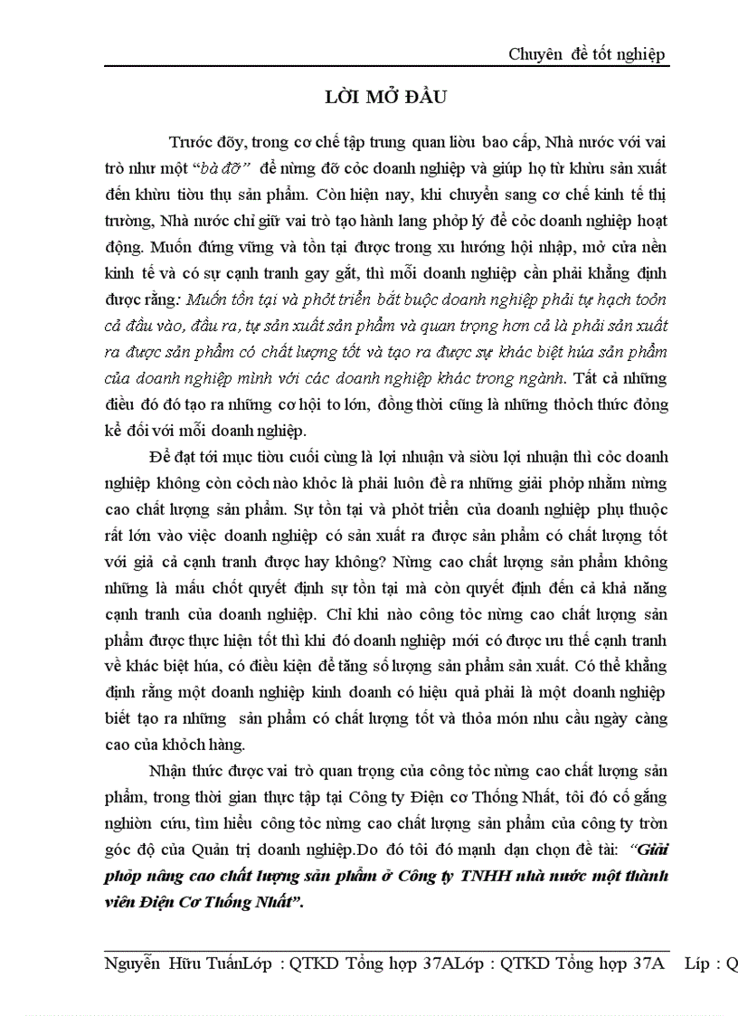image for page Giải pháp nâng cao chất lượng sản phẩm ở Công ty TNHH nhà nước một thành viên Điện Cơ Thống Nhất