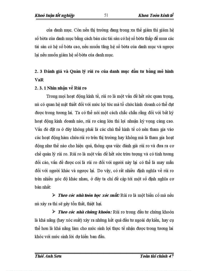 image for page Quản trị và đánh giá rủi ro của danh mục đầu tư trên thị trường chứng khoán Việt Nam