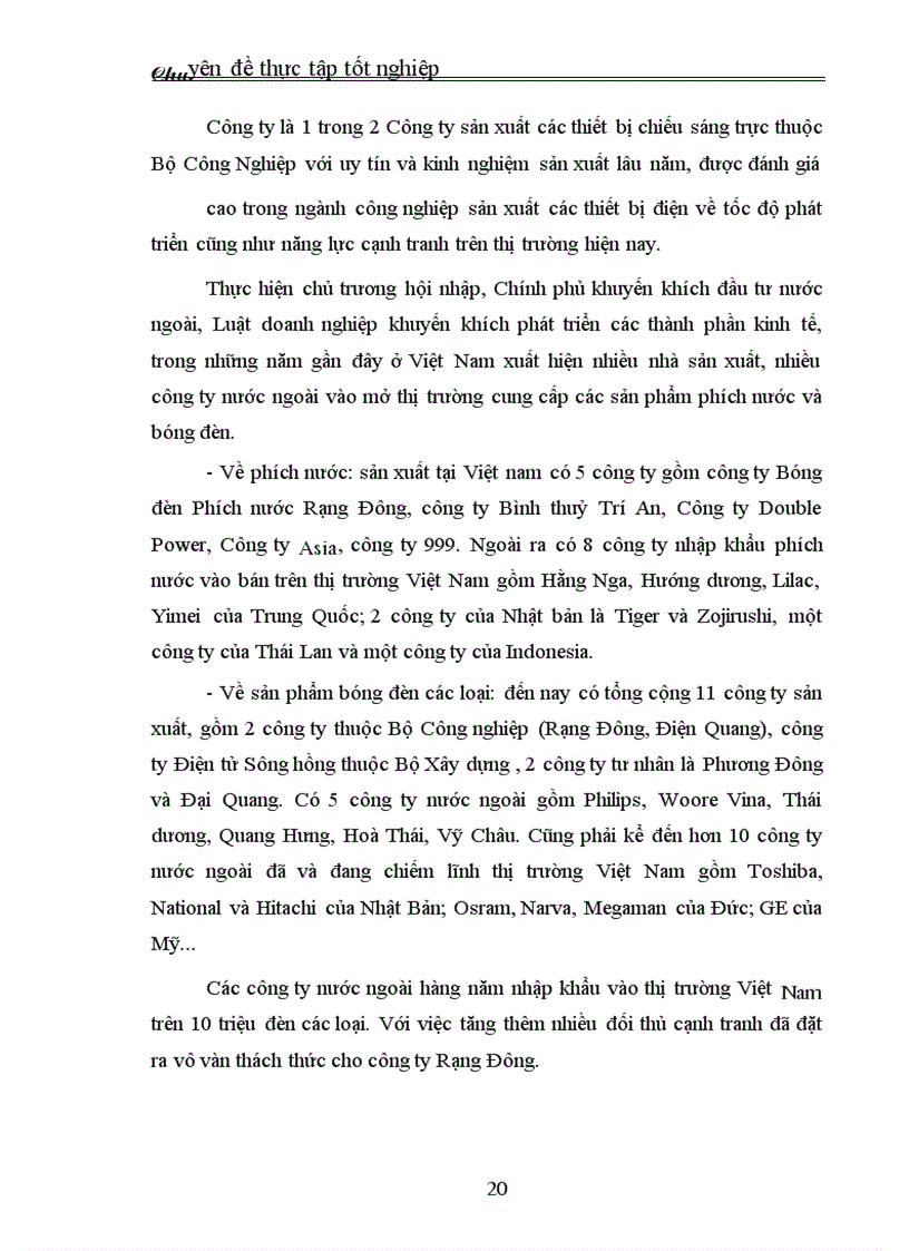 image for page Thực trạng và giải pháp đầu tư nâng cao khả năng cạnh tranh của Công ty Cổ phần Bóng đèn – Phích nước Rạng Đông