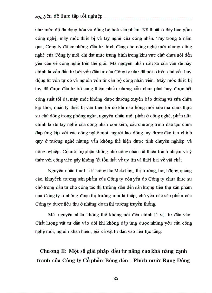 image for page Thực trạng và giải pháp đầu tư nâng cao khả năng cạnh tranh của Công ty Cổ phần Bóng đèn – Phích nước Rạng Đông