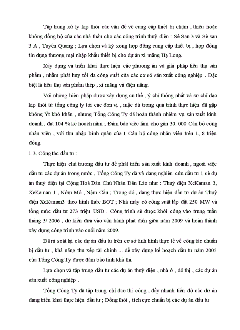 image for page Thực trạng và giải pháp về hoạt động đầu tư phát triển tại Tổng Công Ty Sông Đa