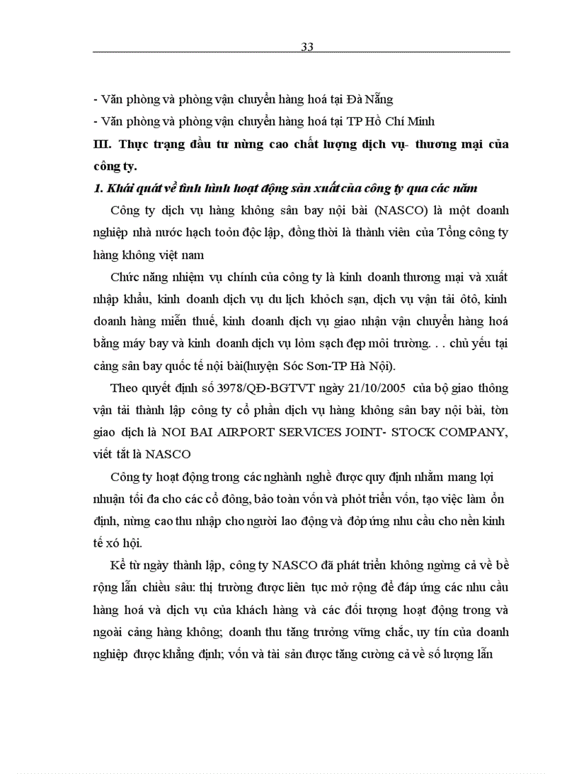 image for page Đầu tư nâng cao chất lượng dịch vụ thương mại của công ty Cổ phần dịch vụ hàng không sân bay Nội Bài