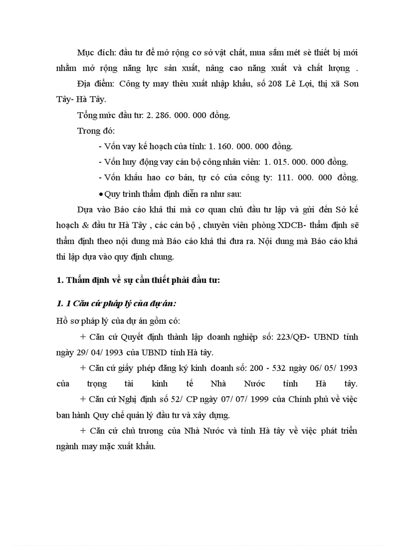 image for page Một số ý kiến về công tác thẩm định dự án đầu tư tại Sở kế hoạch & đầu tư Hà Tây