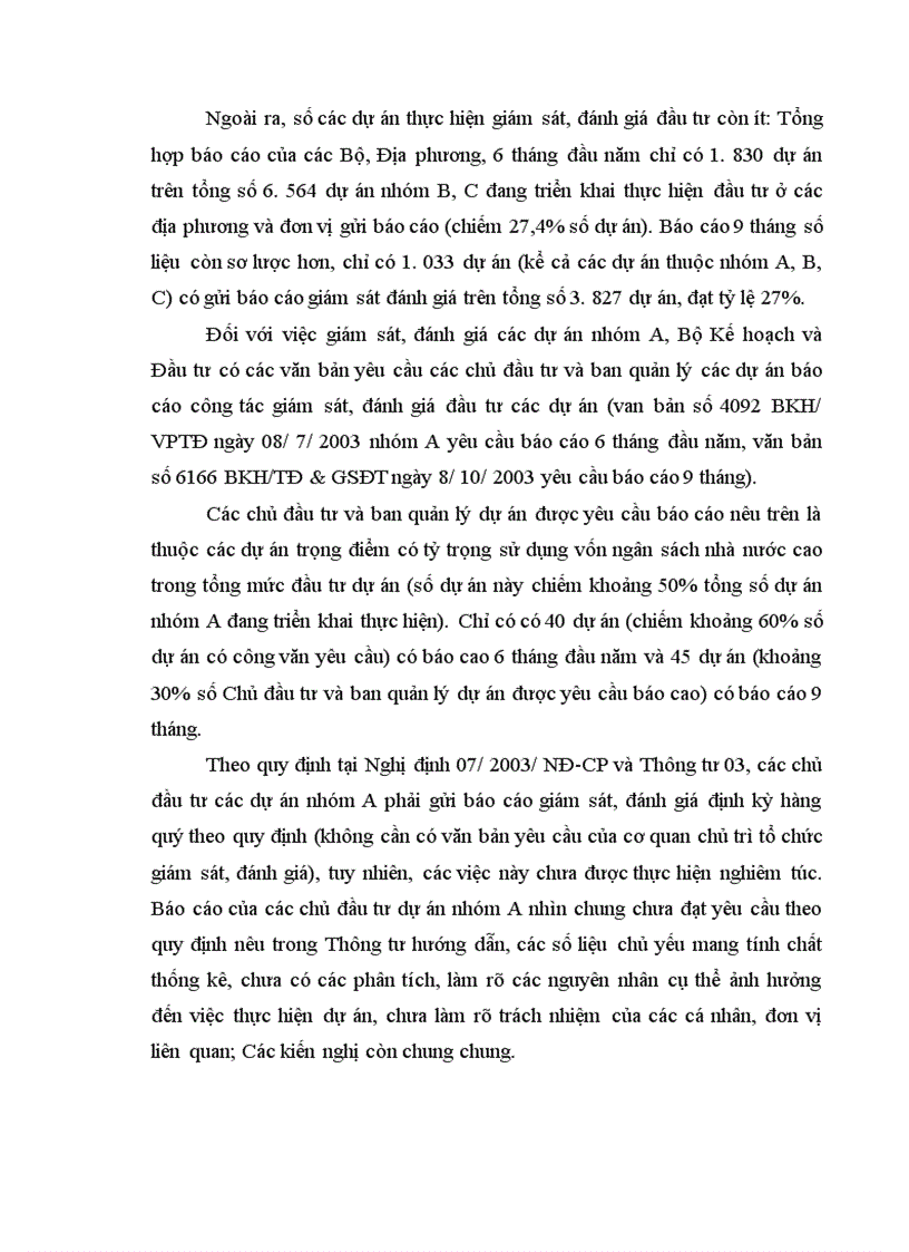 image for page Thực trạng công tác giám sát, đánh giá đầu tư đối với các dự án đầu tư tại vụ thẩm định và giám sát đầu tư.