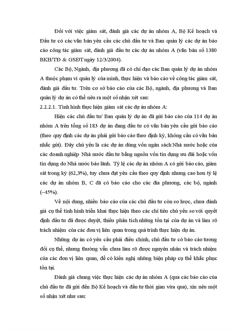 image for page Thực trạng công tác giám sát, đánh giá đầu tư đối với các dự án đầu tư tại vụ thẩm định và giám sát đầu tư.
