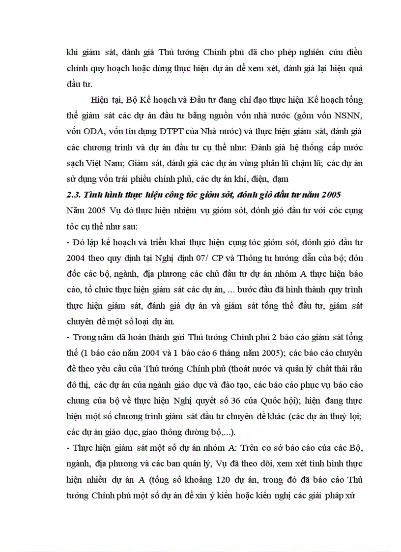 image for page Thực trạng công tác giám sát, đánh giá đầu tư đối với các dự án đầu tư tại vụ thẩm định và giám sát đầu tư.