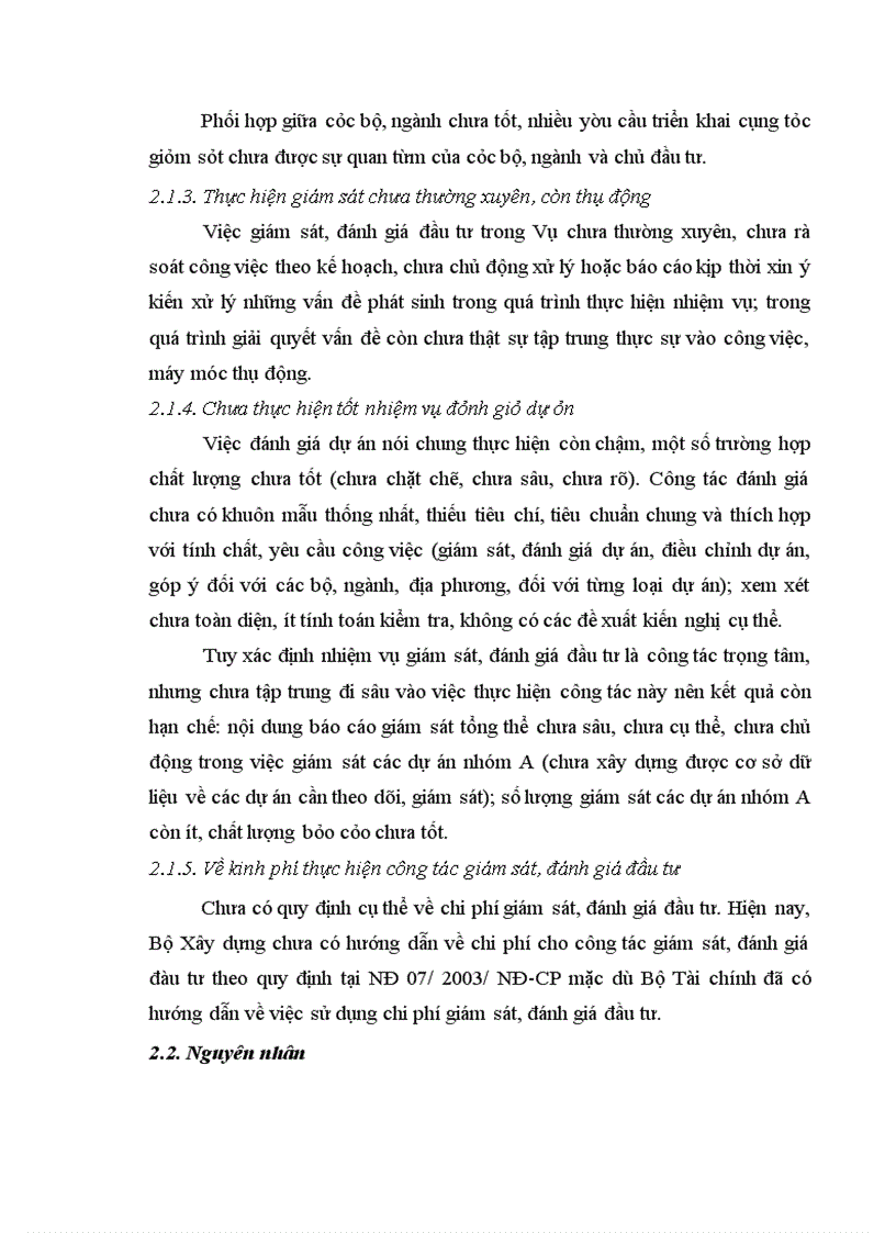 image for page Thực trạng công tác giám sát, đánh giá đầu tư đối với các dự án đầu tư tại vụ thẩm định và giám sát đầu tư.