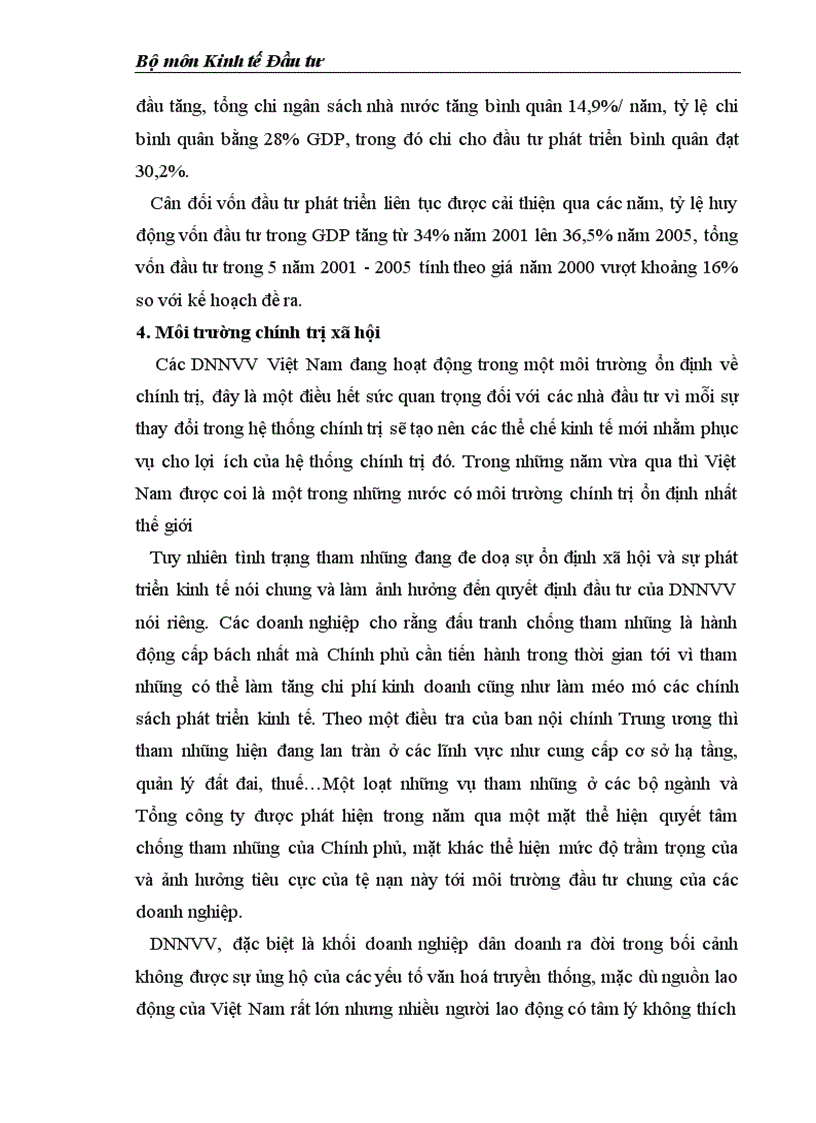 image for page Môi trường đầu tư với sự phát triển của DNNVV Việt Nam