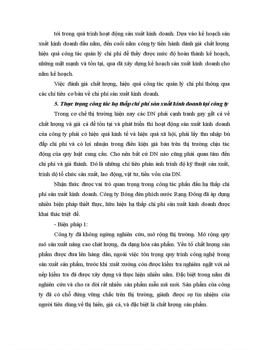 image for page Chi phí sản xuất và các giải pháp hạ thấp chi phí sản xuất kinh doanh tại Công ty Bóng đèn Phích nước Rạng Đông .