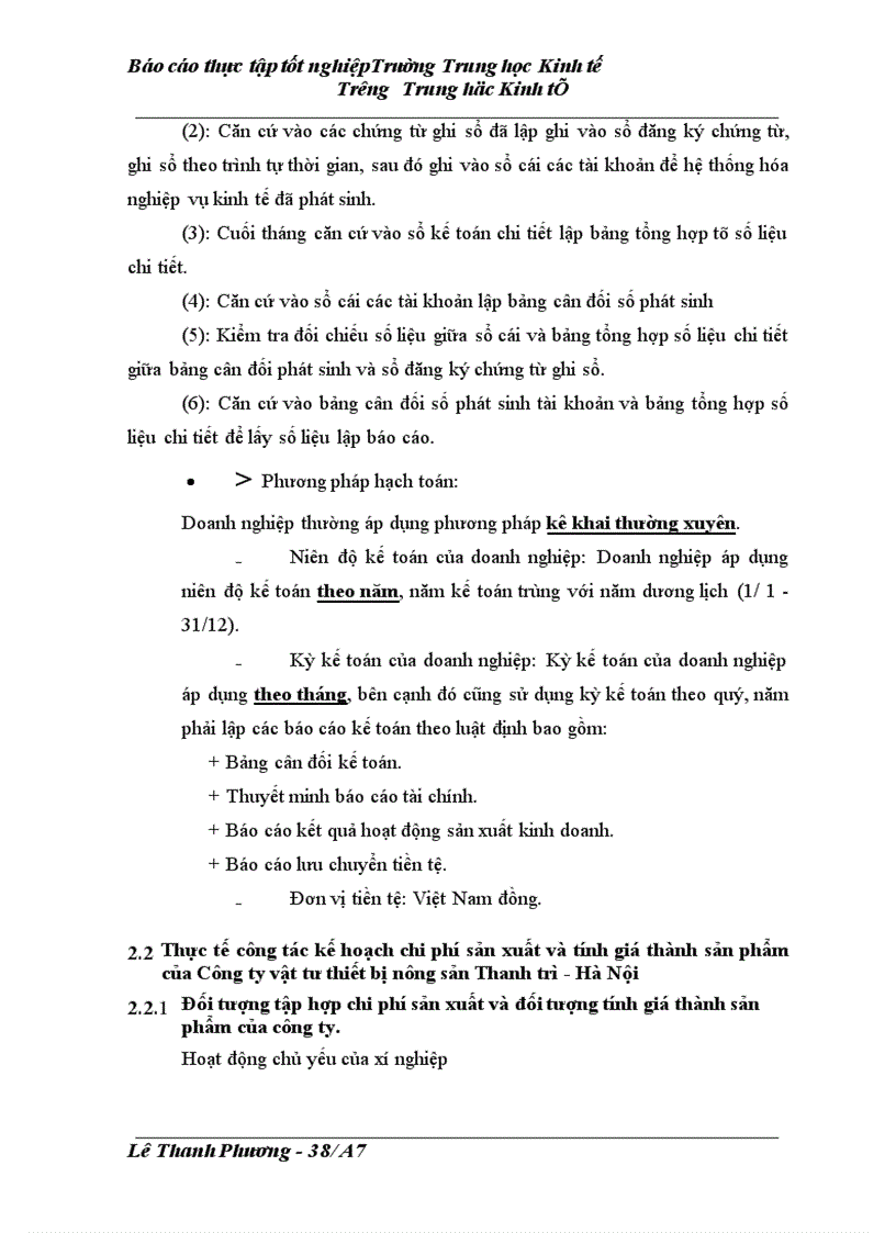 image for page Kề toán chi phí sản xuất và tính giá thành sản phẩm tại Công ty vật tư thiết bị nông sản Thanh Trì - Hà Nội