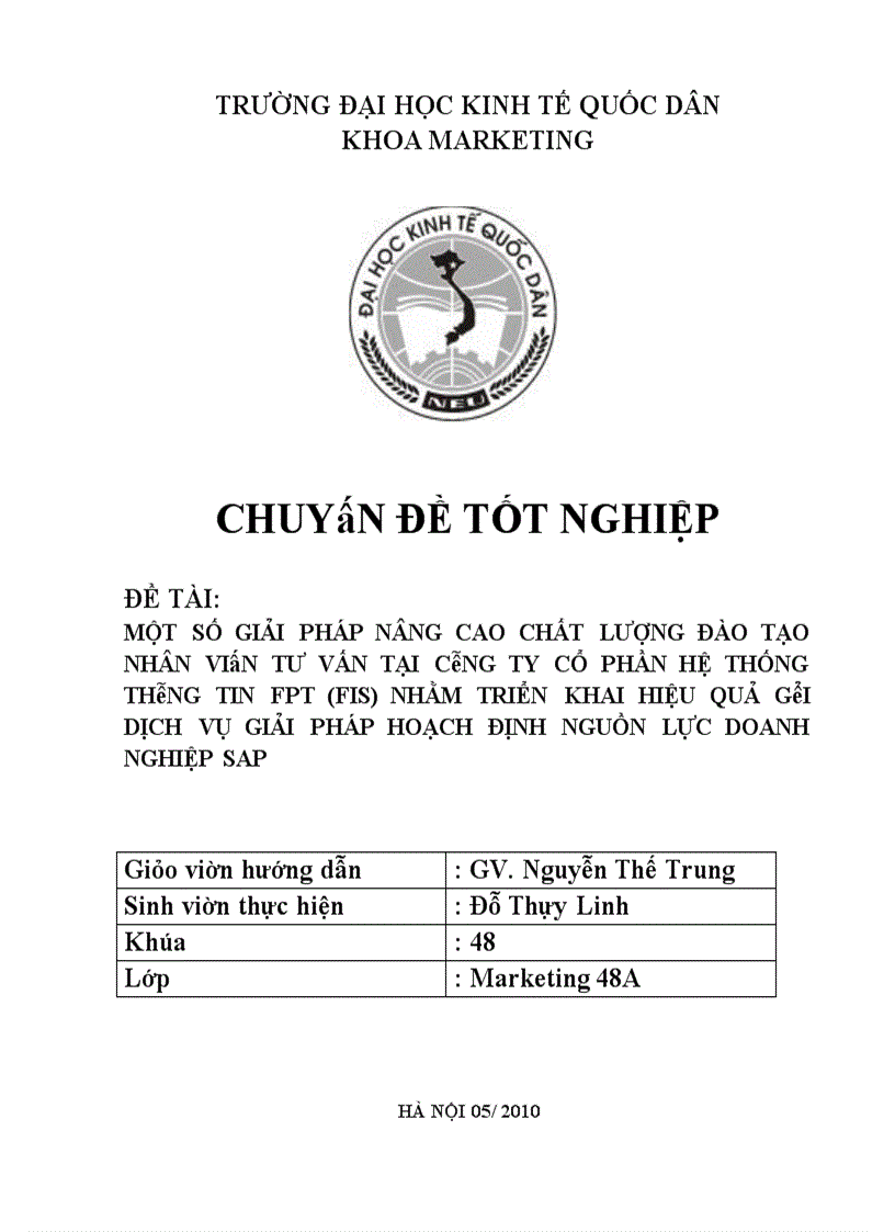 Một số giải pháp nâng cao chất lượng đào tạo nhân viên tư vấn nhằm triển khai hiệu quả gói dịch vụ giải pháp hoạch định nguồn lực doanh nghiệp SAP