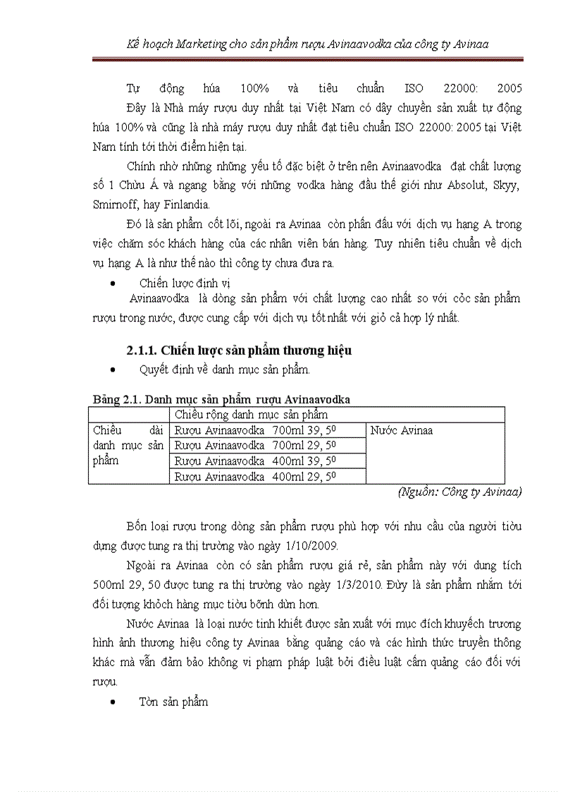 image for page Kế hoạch marketing cho sản phẩm rượu avinaaavodka của công ty avinaa hà nội – 05