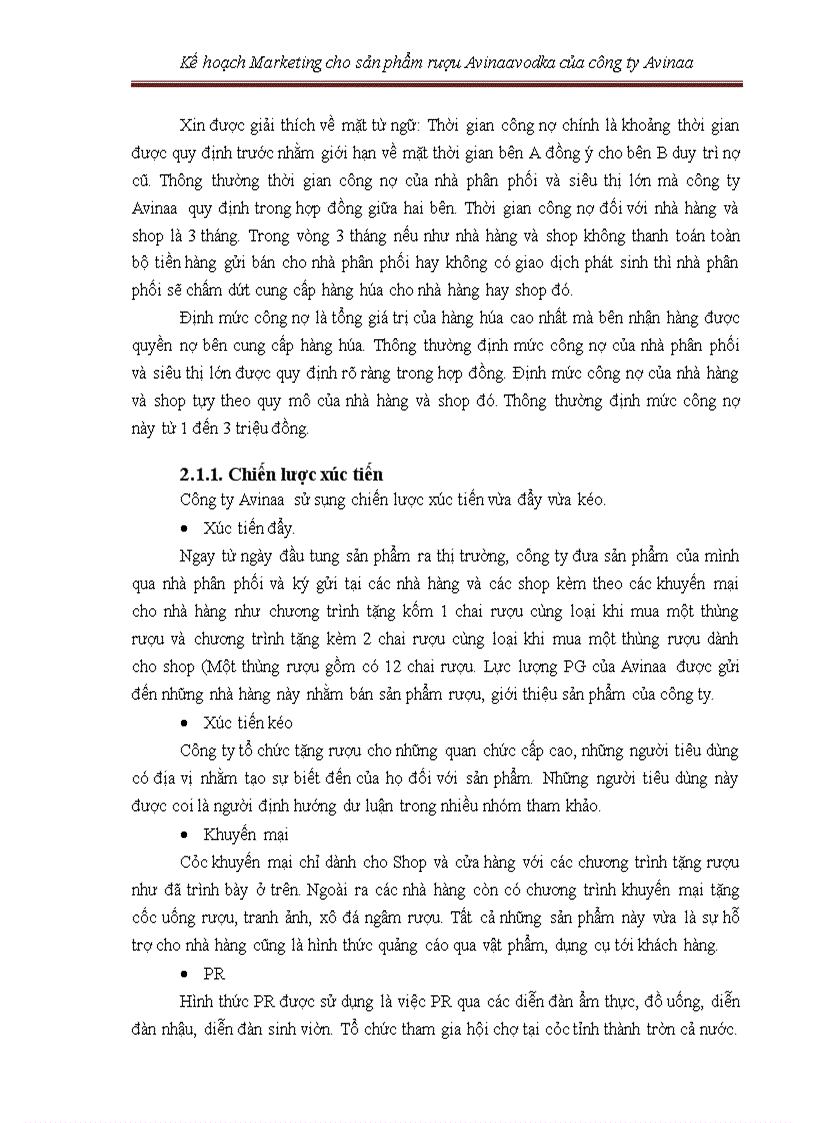 image for page Kế hoạch marketing cho sản phẩm rượu avinaaavodka của công ty avinaa hà nội – 05