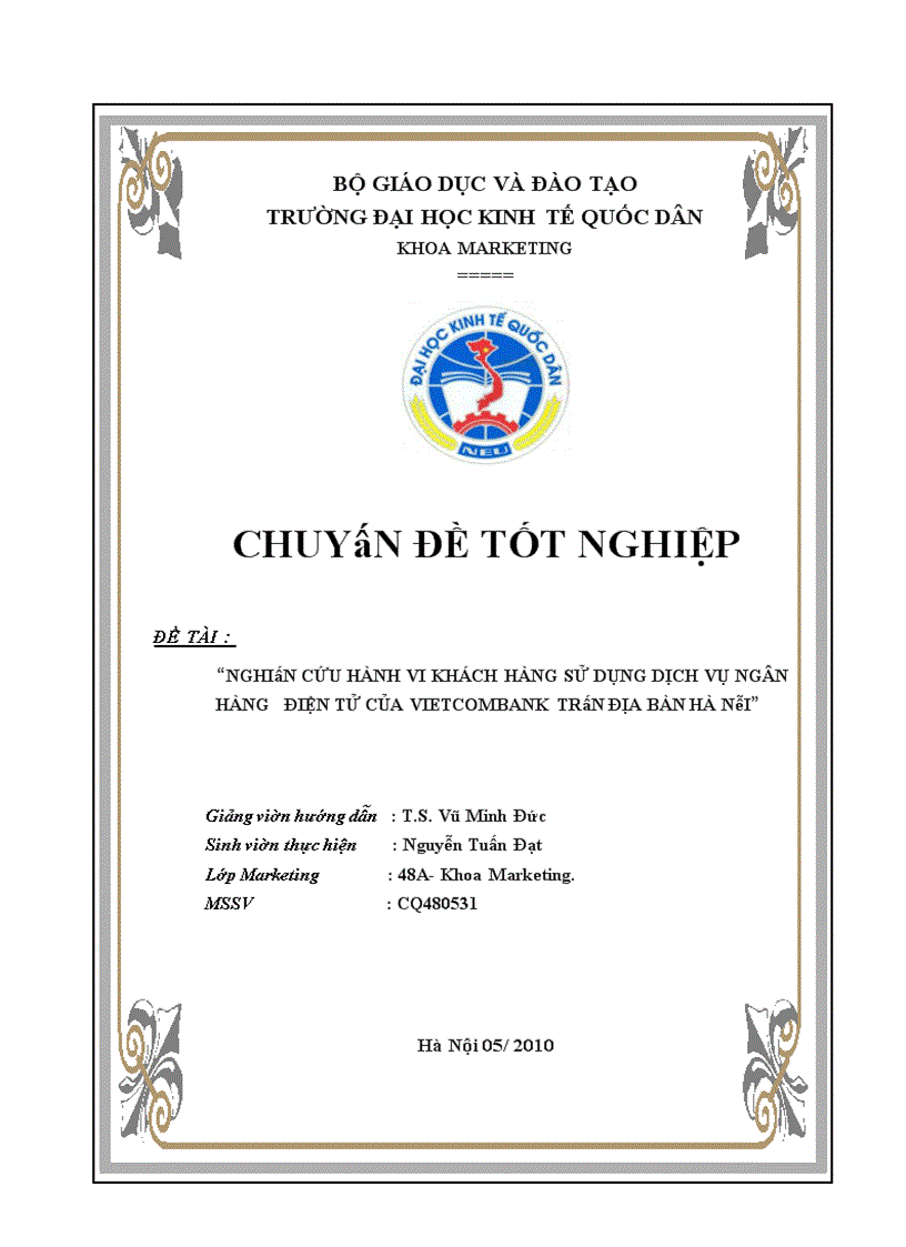 image for page Nghiên cứu hành vi khách hàng sử dụng dịch vụ ngân hàng điện tử của vietcombank trên địa bàn hà nôi