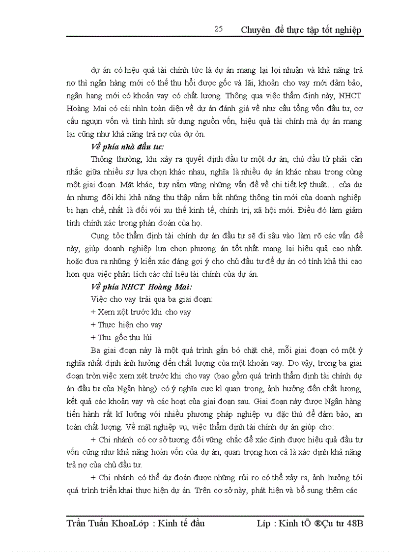 image for page Nâng cao chất lượng thẩm định tài chính dự án tại Ngân hàng Công thương Hoàng Mai