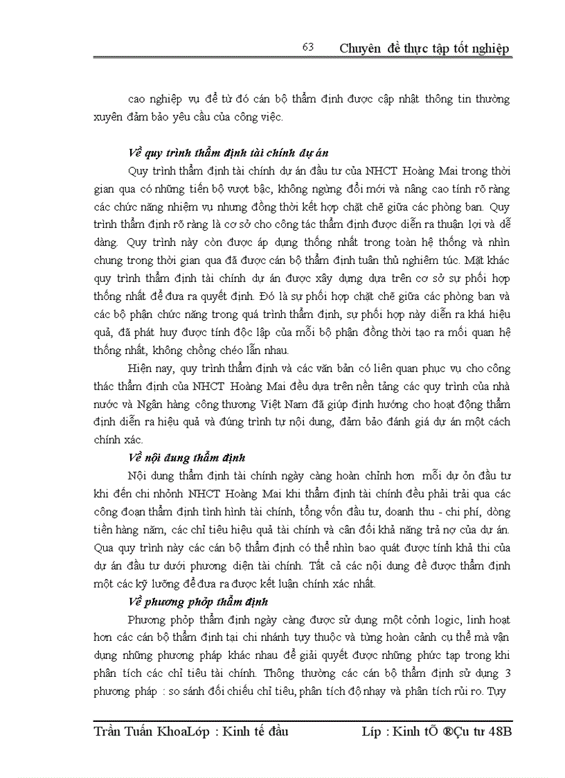 image for page Nâng cao chất lượng thẩm định tài chính dự án tại Ngân hàng Công thương Hoàng Mai