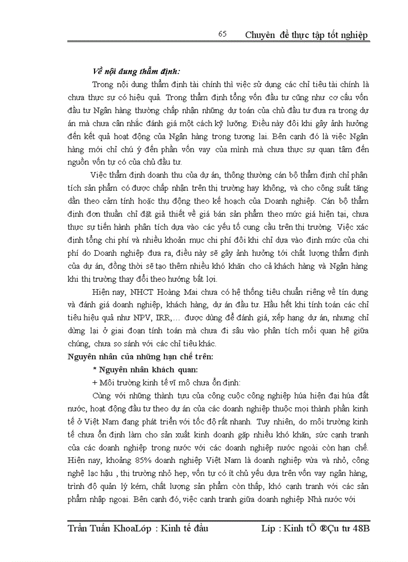image for page Nâng cao chất lượng thẩm định tài chính dự án tại Ngân hàng Công thương Hoàng Mai