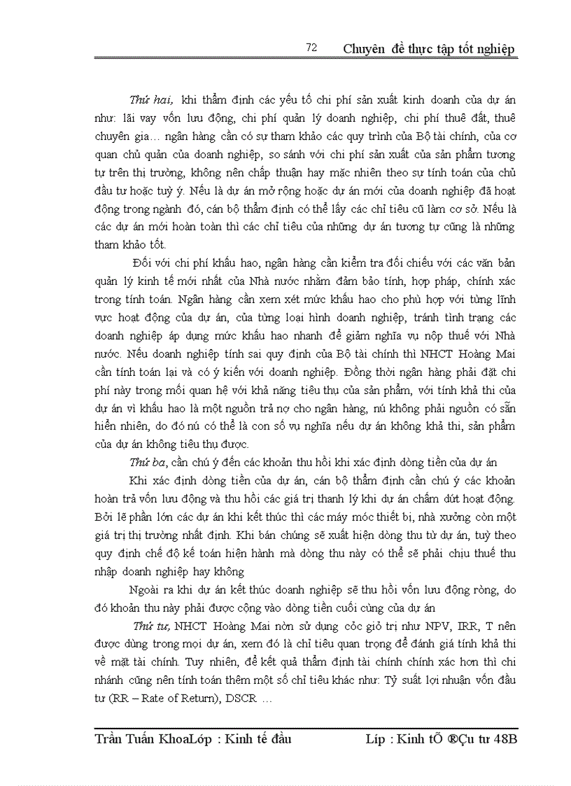 image for page Nâng cao chất lượng thẩm định tài chính dự án tại Ngân hàng Công thương Hoàng Mai