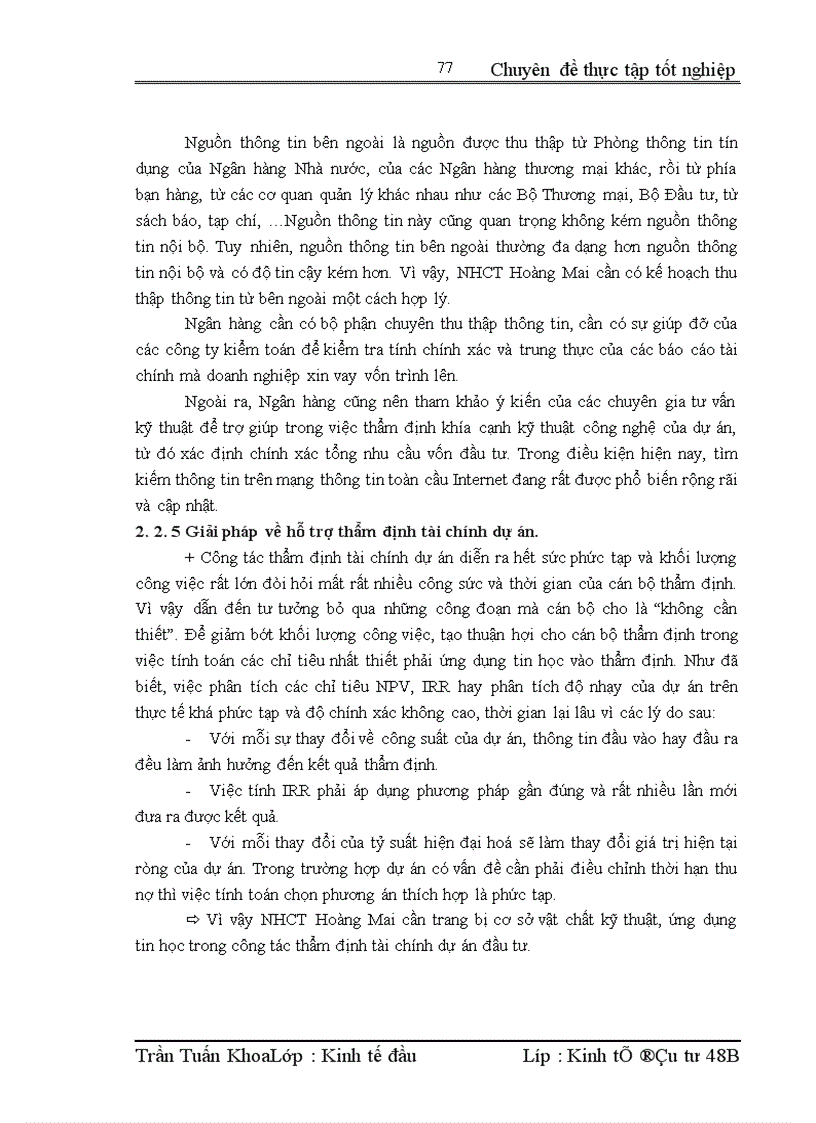 image for page Nâng cao chất lượng thẩm định tài chính dự án tại Ngân hàng Công thương Hoàng Mai