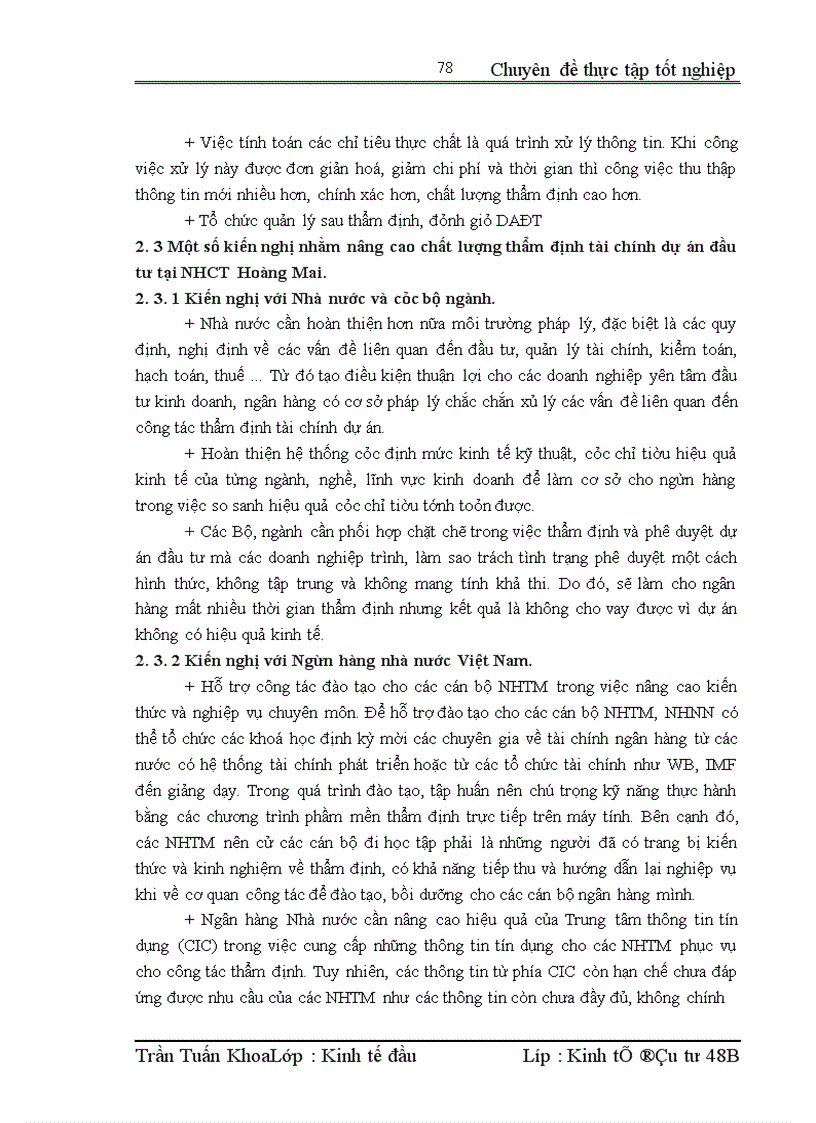 image for page Nâng cao chất lượng thẩm định tài chính dự án tại Ngân hàng Công thương Hoàng Mai