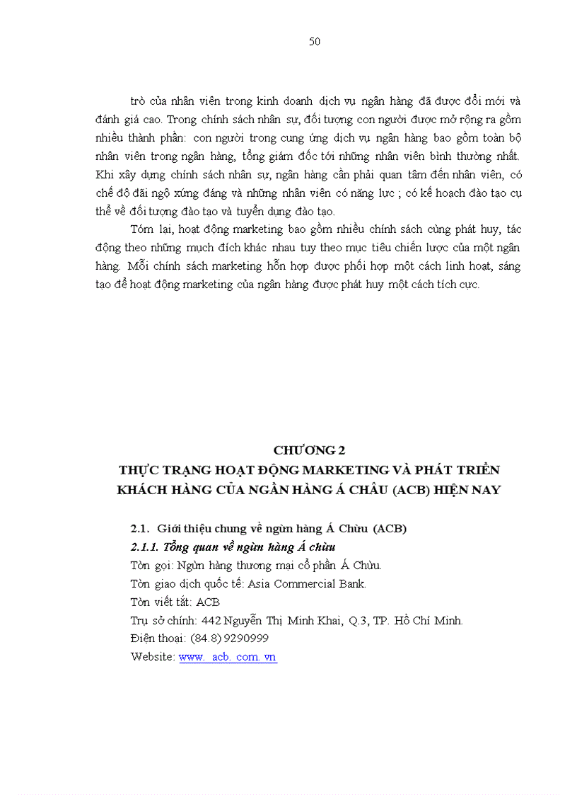 image for page Thực trạng và các giải pháp marketing nhằm phát triển khách hàng cá nhân của ngân hàng Á Châu (ACB)