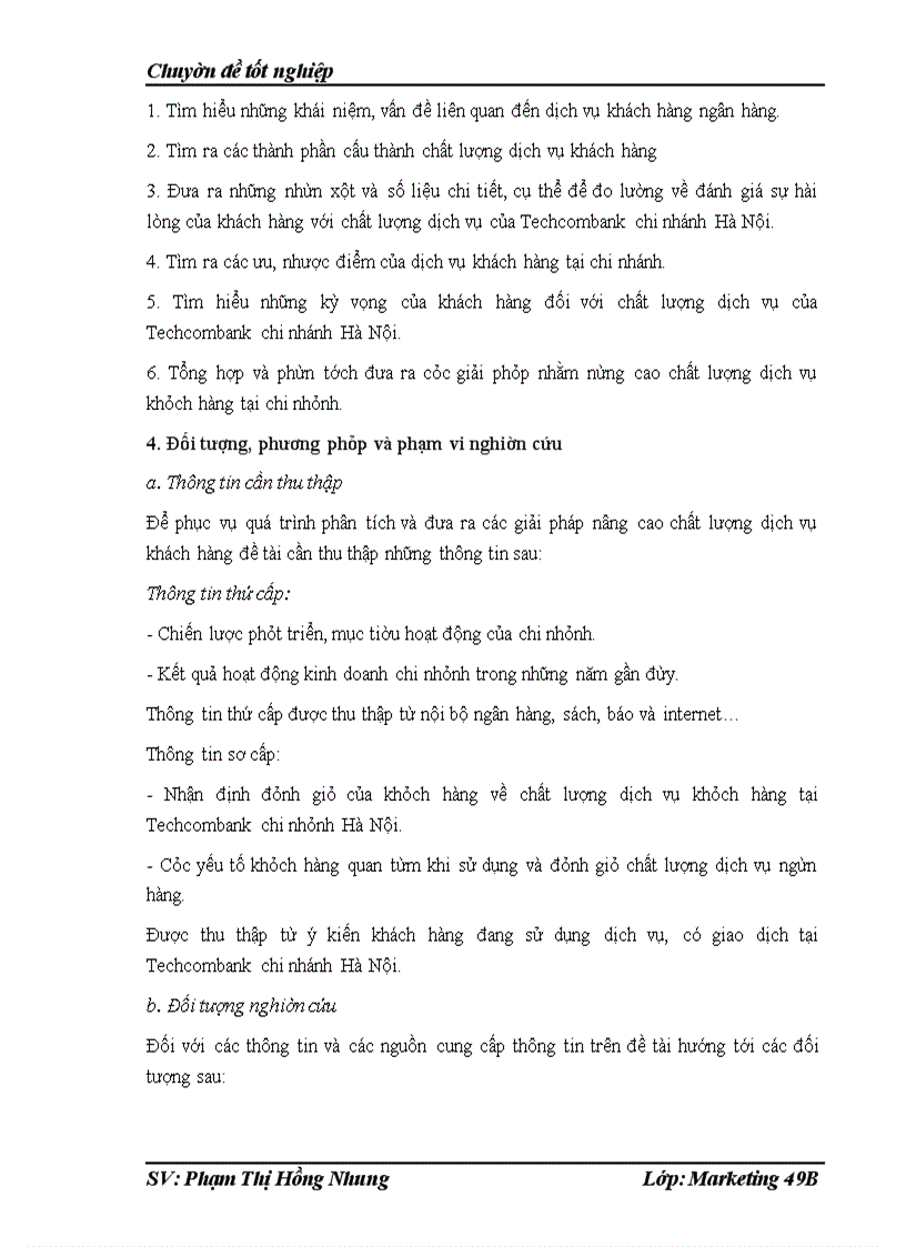 image for page Chất lượng dịch vụ khách hàng tại Phòng giao dịch của chi nhánh Techcombank số 15- Đào Duy Từ- Hoàn Kiếm-Hà Nội