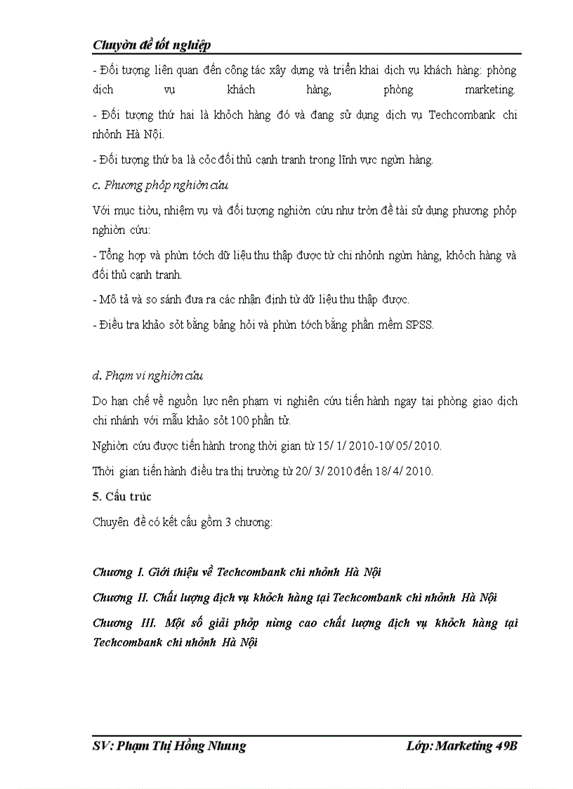 image for page Chất lượng dịch vụ khách hàng tại Phòng giao dịch của chi nhánh Techcombank số 15- Đào Duy Từ- Hoàn Kiếm-Hà Nội