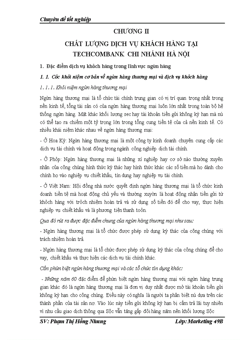 image for page Chất lượng dịch vụ khách hàng tại Phòng giao dịch của chi nhánh Techcombank số 15- Đào Duy Từ- Hoàn Kiếm-Hà Nội