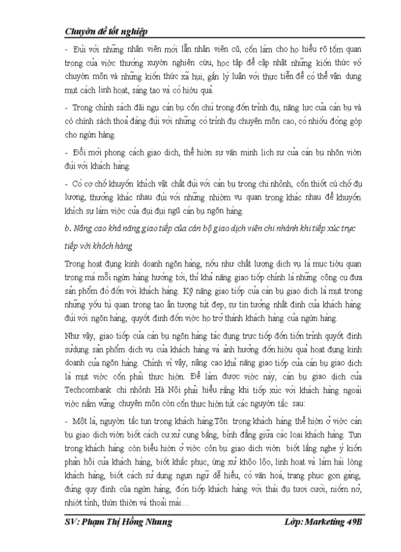 image for page Chất lượng dịch vụ khách hàng tại Phòng giao dịch của chi nhánh Techcombank số 15- Đào Duy Từ- Hoàn Kiếm-Hà Nội