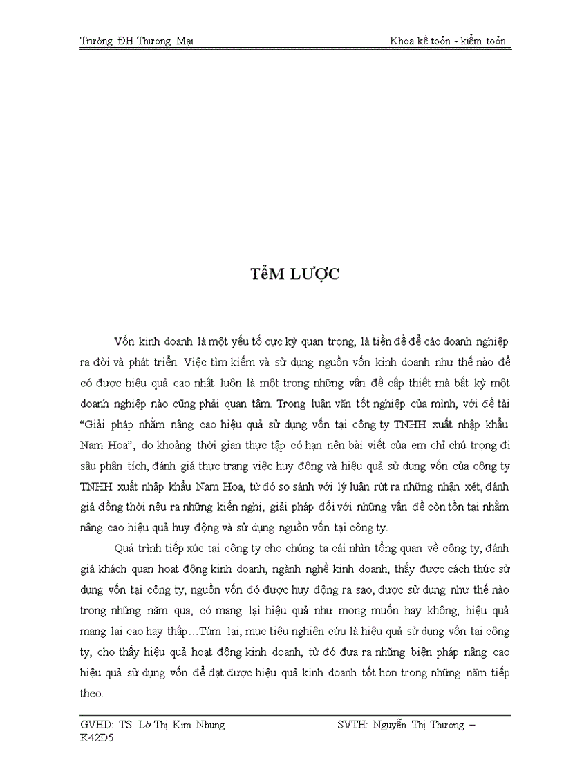 image for page Giải pháp nhằm nâng cao hiệu quả sử dụng vốn tại công ty TNHH xuất nhập khẩu Nam Hoa