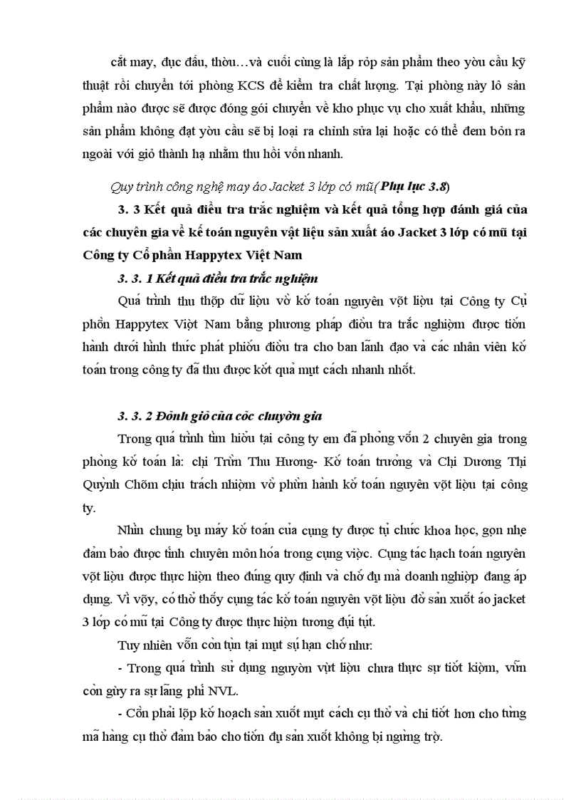 image for page Kế toán nguyên vật liệu để may áo Jacket 3 lớp có mũ tại Công ty cổ phần Happytex - Việt Nam