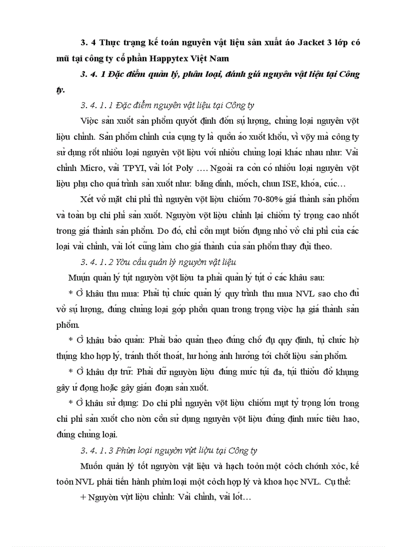 image for page Kế toán nguyên vật liệu để may áo Jacket 3 lớp có mũ tại Công ty cổ phần Happytex - Việt Nam